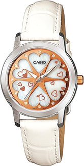 Casio, Women's Watch Analog, White Dial White Leather Band, LTP1323L